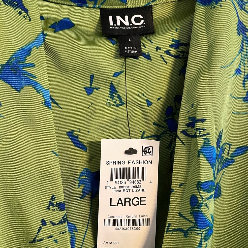 INC Green and Blue Floral Wrap Dress - Picture 7 of 7